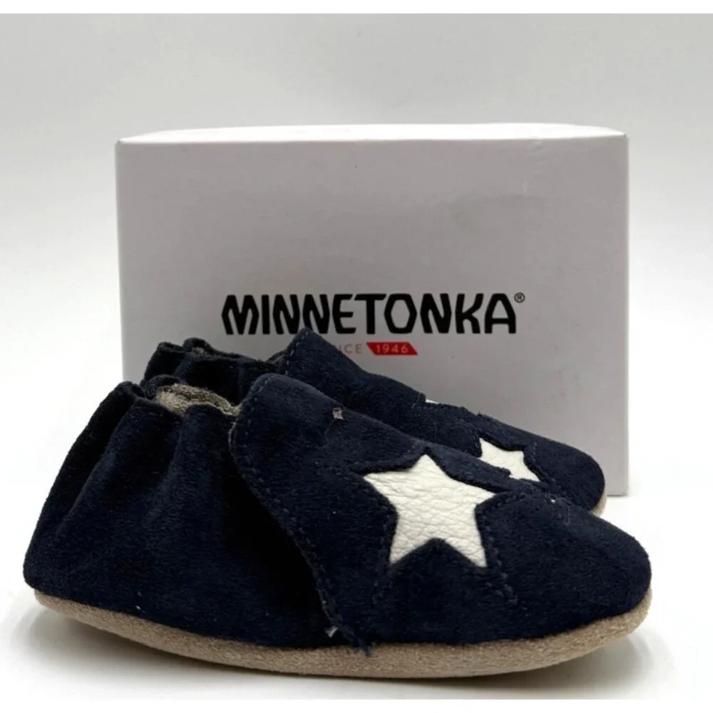 Minnetonka STAR INFANT BOOTIE Kid's NEW Slip On Blue Multiple Sizes